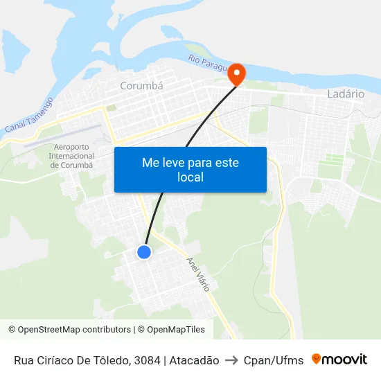 Rua Ciríaco De Tôledo, 3084 | Atacadão to Cpan/Ufms map
