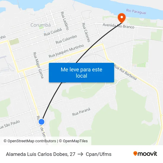 Alameda Luís Carlos Dobes, 27 to Cpan/Ufms map