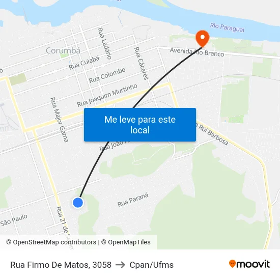 Rua Firmo De Matos, 3058 to Cpan/Ufms map