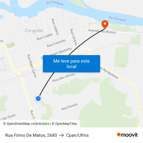 Rua Firmo De Matos, 2680 to Cpan/Ufms map