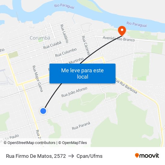 Rua Firmo De Matos, 2572 to Cpan/Ufms map
