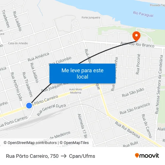 Rua Pôrto Carreiro, 750 to Cpan/Ufms map