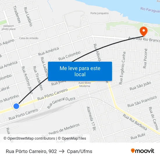 Rua Pôrto Carreiro, 902 to Cpan/Ufms map