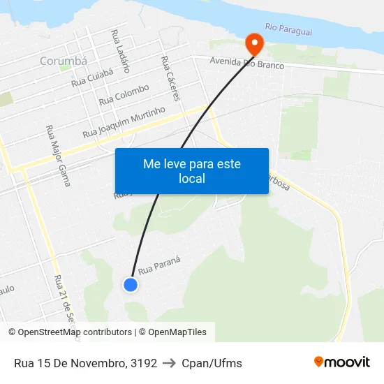 Rua 15 De Novembro, 3192 to Cpan/Ufms map