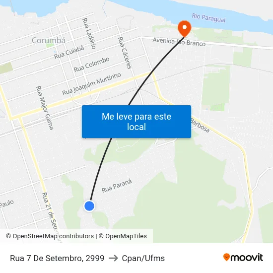 Rua 7 De Setembro, 2999 to Cpan/Ufms map