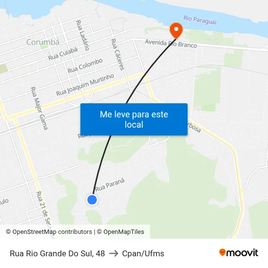 Rua Rio Grande Do Sul, 48 to Cpan/Ufms map