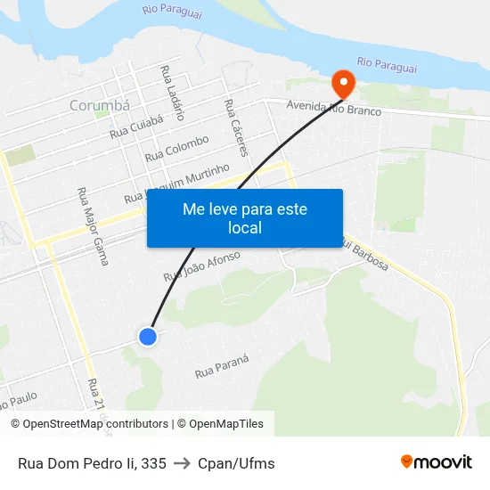 Rua Dom Pedro Ii, 335 to Cpan/Ufms map