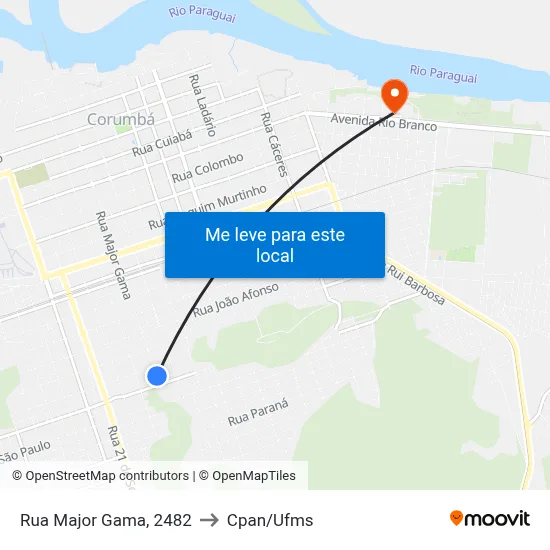 Rua Major Gama, 2482 to Cpan/Ufms map