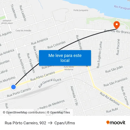 Rua Pôrto Carreiro, 902 to Cpan/Ufms map
