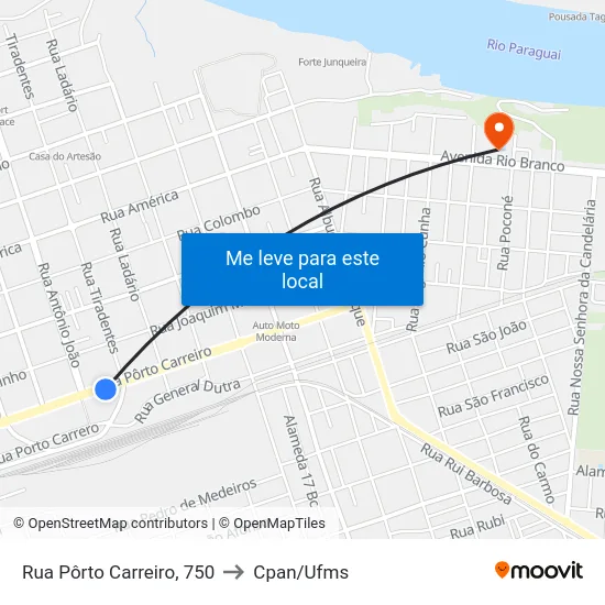 Rua Pôrto Carreiro, 750 to Cpan/Ufms map