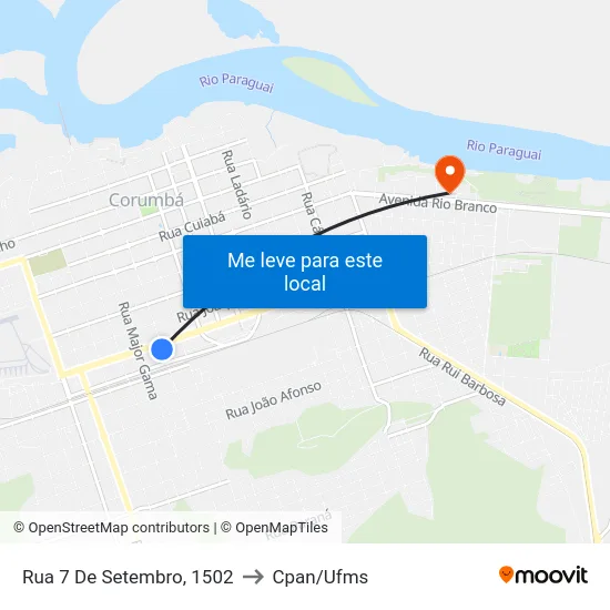 Rua 7 De Setembro, 1502 to Cpan/Ufms map