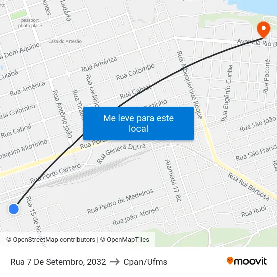 Rua 7 De Setembro, 2032 to Cpan/Ufms map
