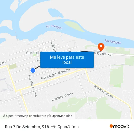 Rua 7 De Setembro, 916 to Cpan/Ufms map