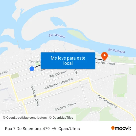 Rua 7 De Setembro, 479 to Cpan/Ufms map