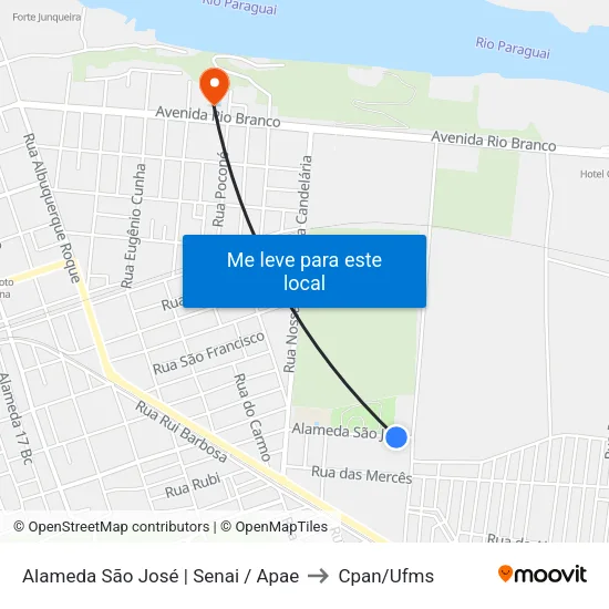 Alameda São José | Senai / Apae to Cpan/Ufms map
