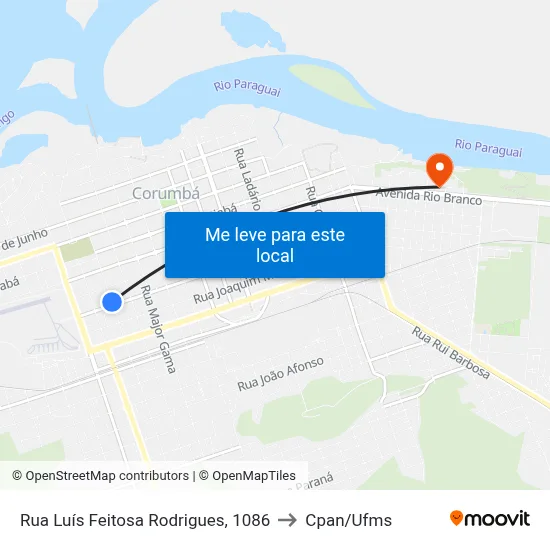 Rua Luís Feitosa Rodrigues, 1086 to Cpan/Ufms map