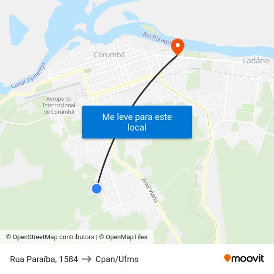 Rua Paraíba, 1584 to Cpan/Ufms map
