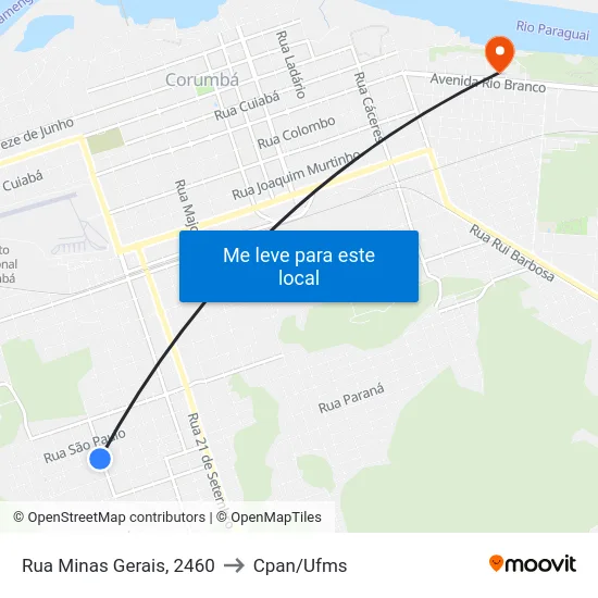 Rua Minas Gerais, 2460 to Cpan/Ufms map
