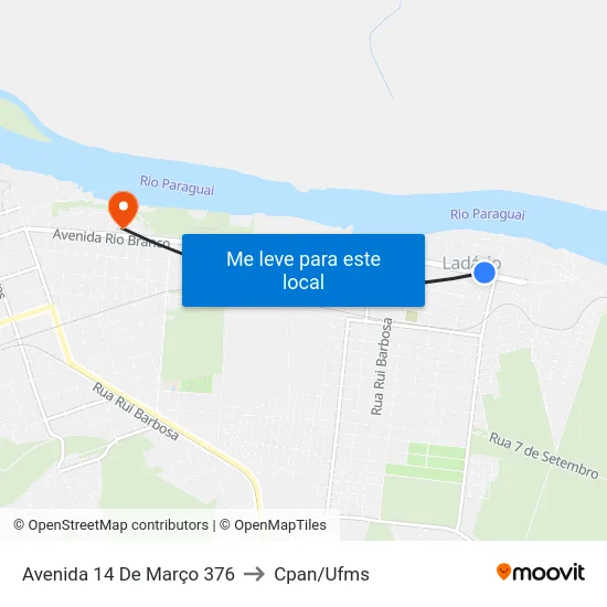 Avenida 14 De Março 376 to Cpan/Ufms map