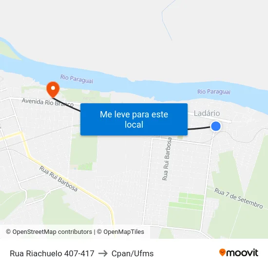 Rua Riachuelo 407-417 to Cpan/Ufms map