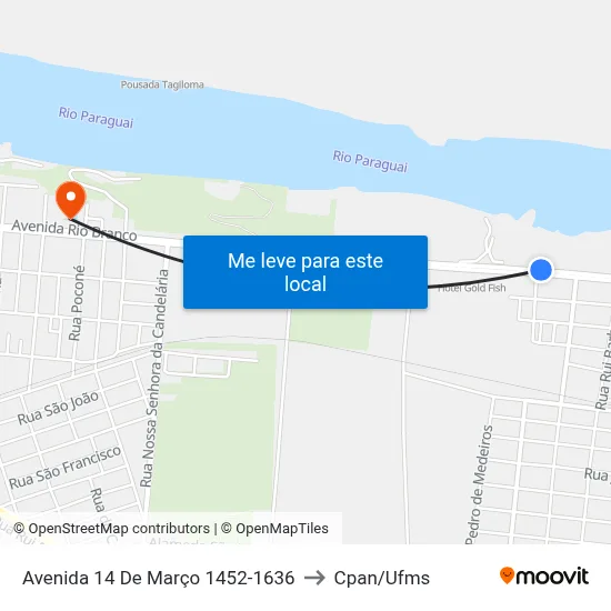 Avenida 14 De Março 1452-1636 to Cpan/Ufms map