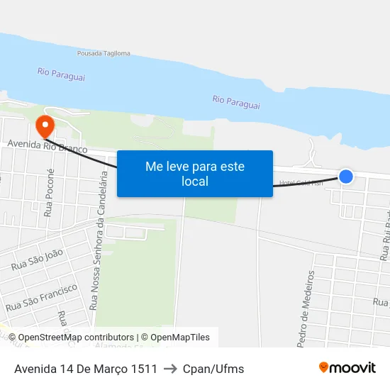 Avenida 14 De Março 1511 to Cpan/Ufms map