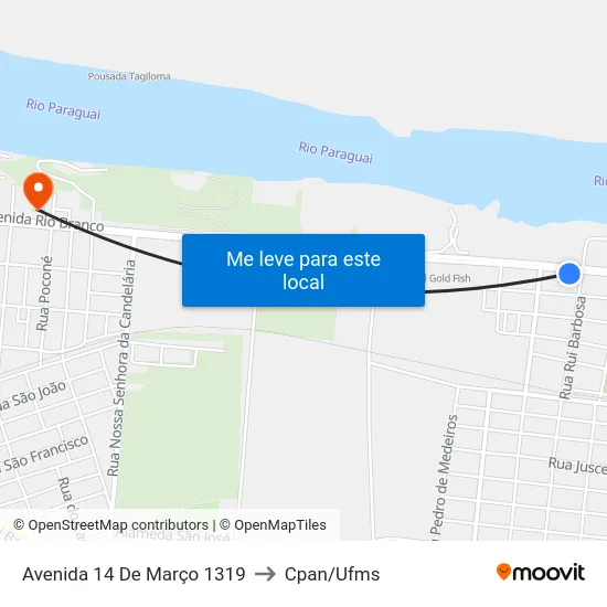 Avenida 14 De Março 1319 to Cpan/Ufms map