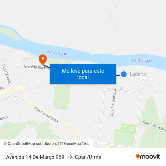 Avenida 14 De Março 969 to Cpan/Ufms map