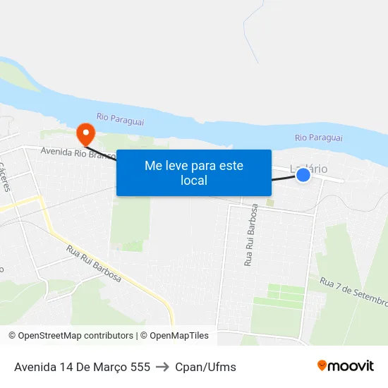 Avenida 14 De Março 555 to Cpan/Ufms map