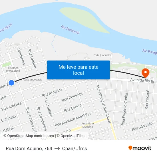 Rua Dom Aquino, 764 to Cpan/Ufms map