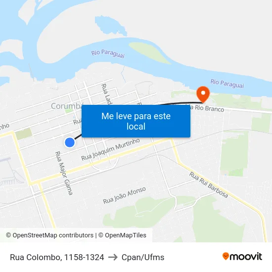 Rua Colombo, 1158-1324 to Cpan/Ufms map