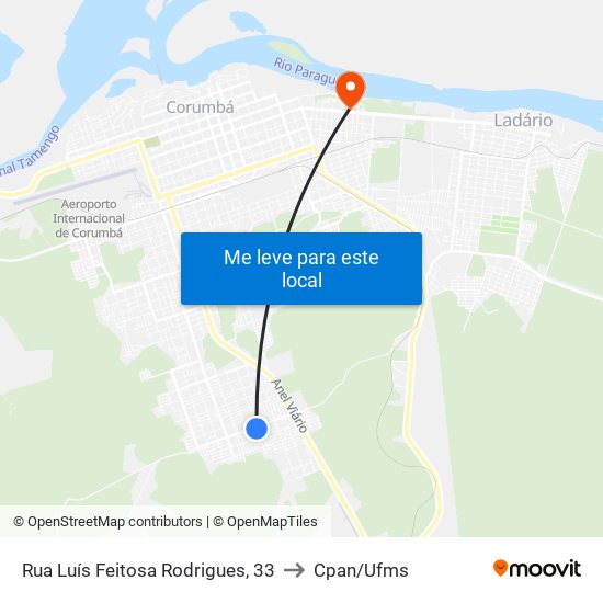Rua Luís Feitosa Rodrigues, 33 to Cpan/Ufms map