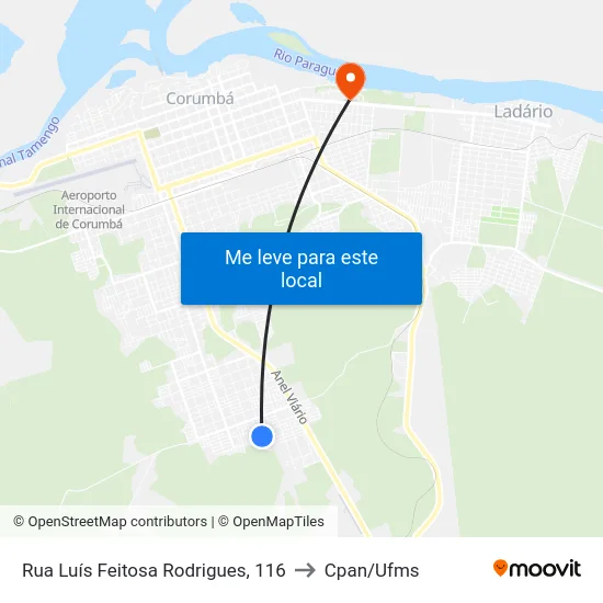 Rua Luís Feitosa Rodrigues, 116 to Cpan/Ufms map