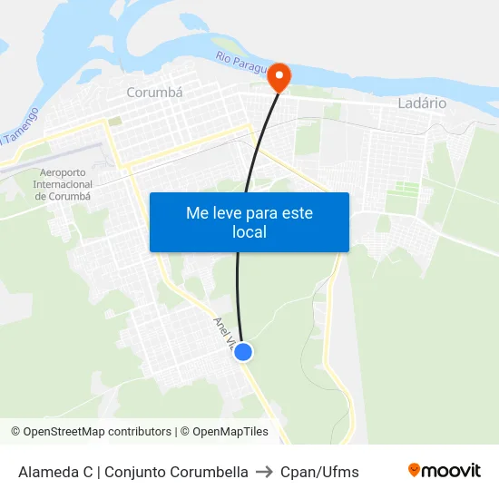 Alameda C | Conjunto Corumbella to Cpan/Ufms map