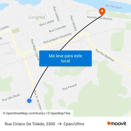 Rua Ciríaco De Toledo, 3300 to Cpan/Ufms map