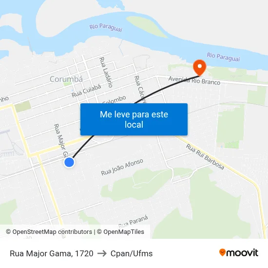 Rua Major Gama, 1720 to Cpan/Ufms map