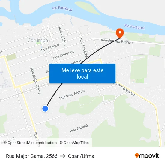 Rua Major Gama, 2566 to Cpan/Ufms map