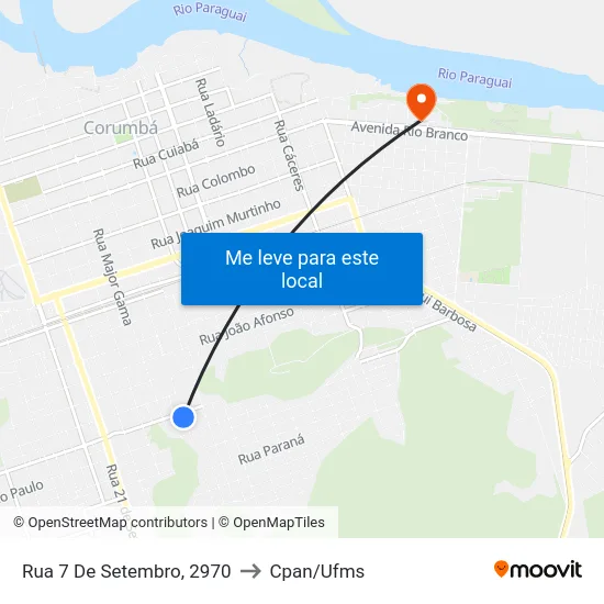 Rua 7 De Setembro, 2970 to Cpan/Ufms map