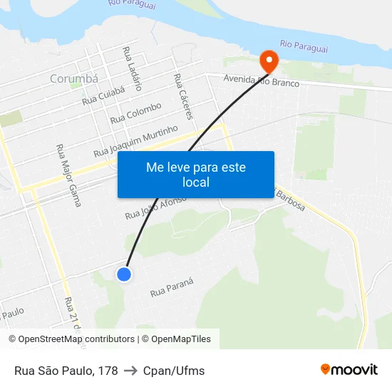Rua São Paulo, 178 to Cpan/Ufms map