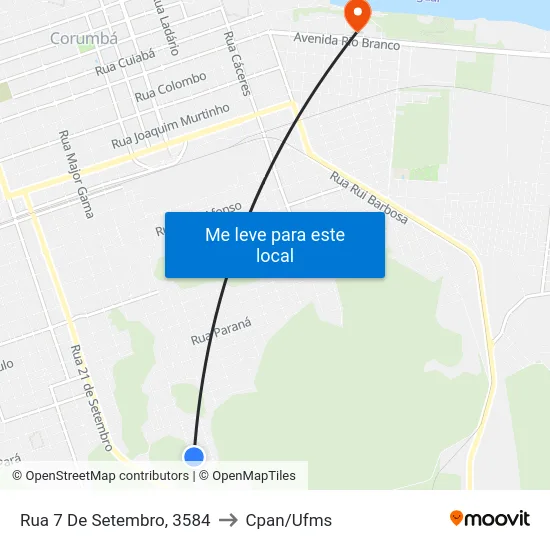 Rua 7 De Setembro, 3584 to Cpan/Ufms map