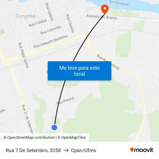 Rua 7 De Setembro, 3258 to Cpan/Ufms map