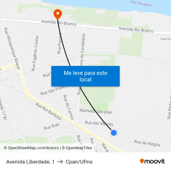 Avenida Liberdade, 1 to Cpan/Ufms map