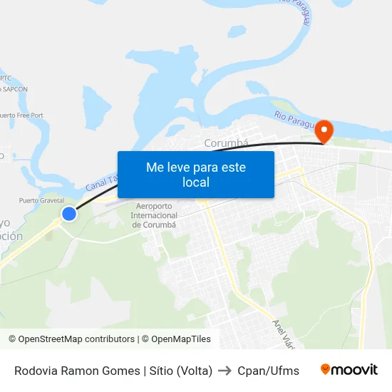 Rodovia Ramon Gomes | Sítio (Volta) to Cpan/Ufms map