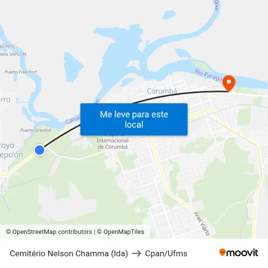 Cemitério Nelson Chamma (Ida) to Cpan/Ufms map