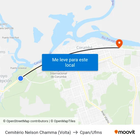 Cemitério Nelson Chamma (Volta) to Cpan/Ufms map