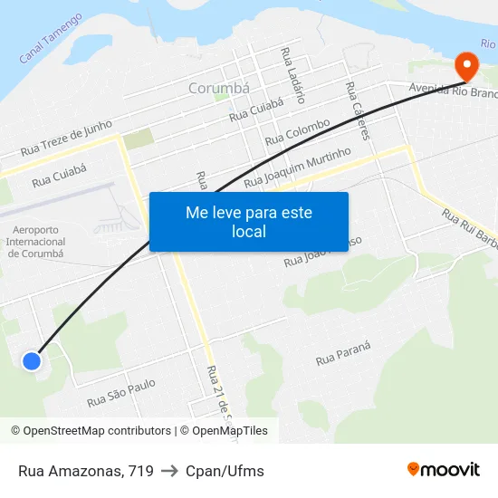 Rua Amazonas, 719 to Cpan/Ufms map