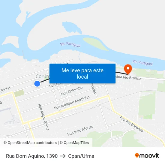 Rua Dom Aquino, 1390 to Cpan/Ufms map