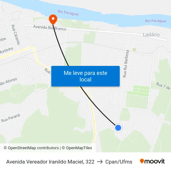 Avenida Vereador Iranildo Maciel, 322 to Cpan/Ufms map