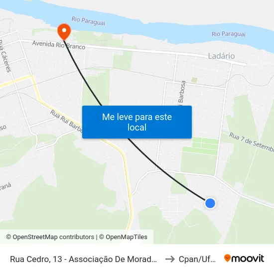Rua Cedro, 13 - Associação De Moradores to Cpan/Ufms map