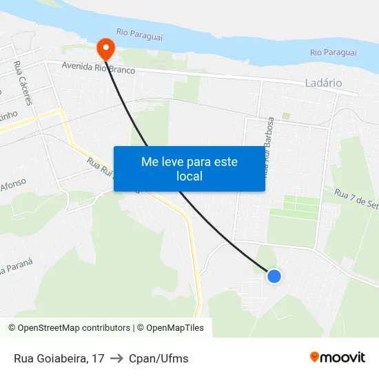Rua Goiabeira, 17 to Cpan/Ufms map